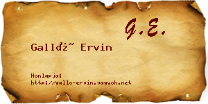 Galló Ervin névjegykártya